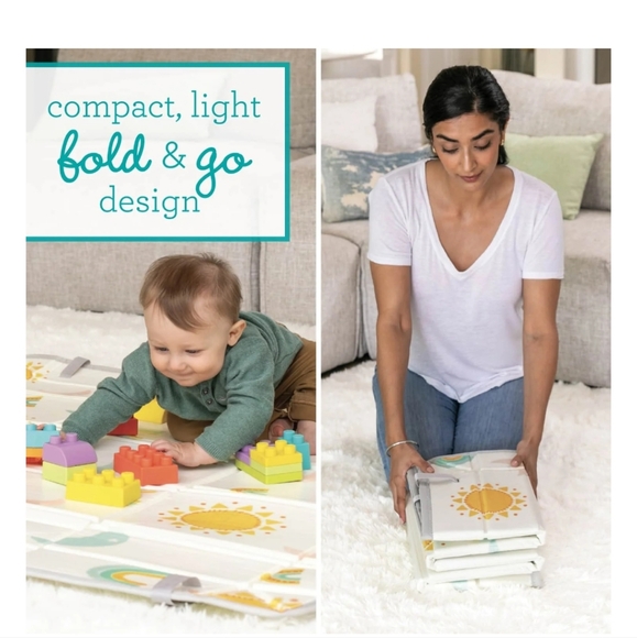 Infantino 45" Foldable Foam Playmat and 14-Piece Soft Building Blocks baby - Picture 5 of 10